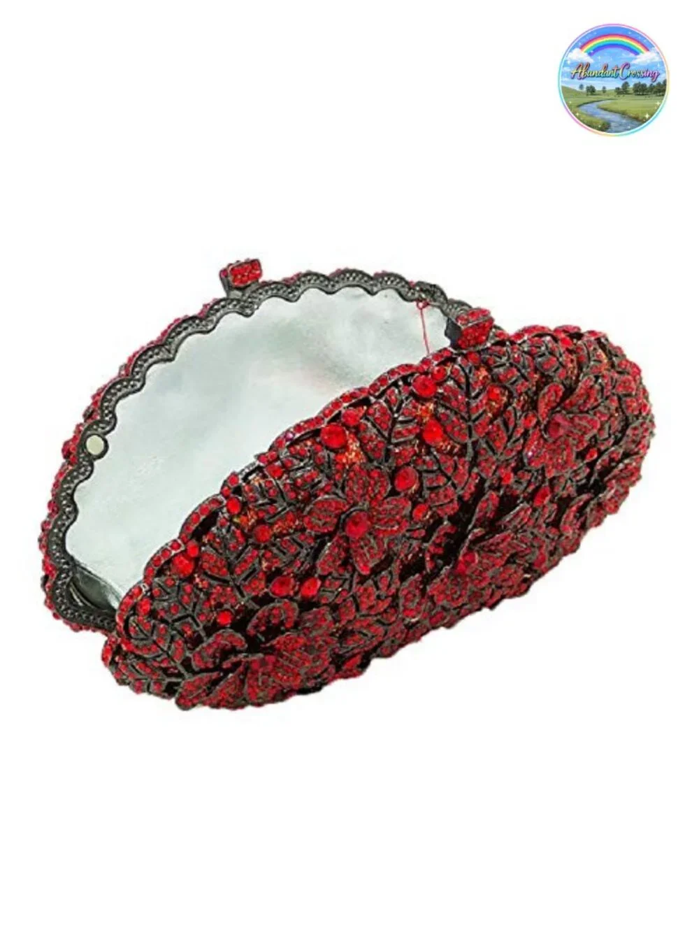 Flower Crystal Clutch Evening Bag Formal Wedding Party Mini Metal Frame